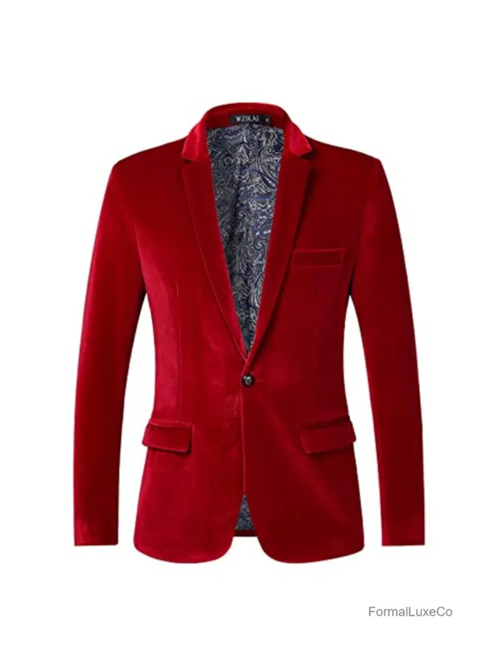 Men's Slim Fit Velvet Blazer Sport Coat One Button Notch Collar Party Wedding